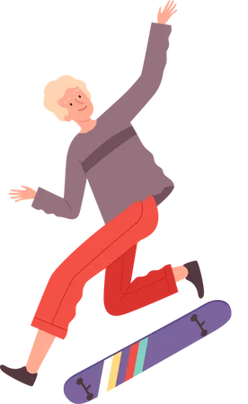 Kleiner Junge springt auf Skateboard  Illustration