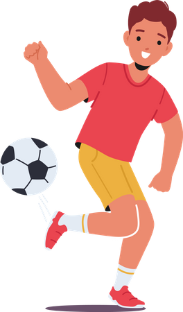 Kleiner Junge übt Fußballfähigkeiten  Illustration