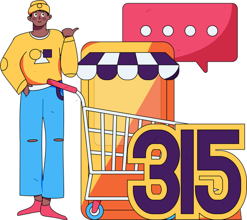 Kleiner Junge zeigt Online-Shopping 315 Sicherheit  Illustration