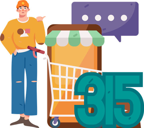 Kleiner Junge zeigt Online-Shopping 315 Sicherheit  Illustration