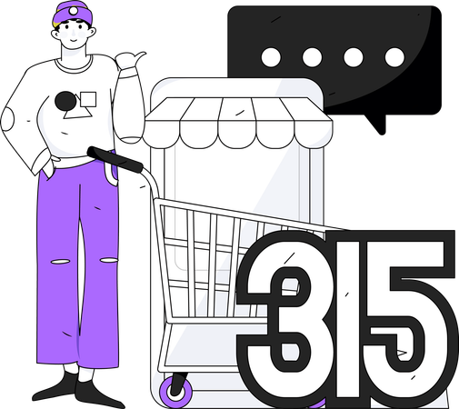 Kleiner Junge zeigt Online-Shopping 315 Sicherheit  Illustration