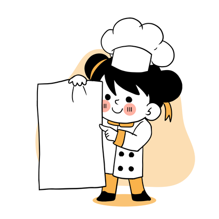 Kleiner Koch zeigt Tagesmenü  Illustration