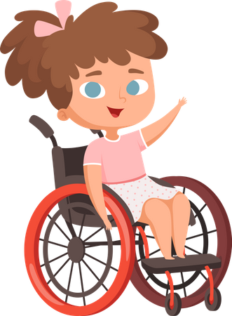 Kleines behindertes Mädchen im Rollstuhl  Illustration