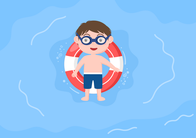 Kleines Kind im Schwimmbad  Illustration