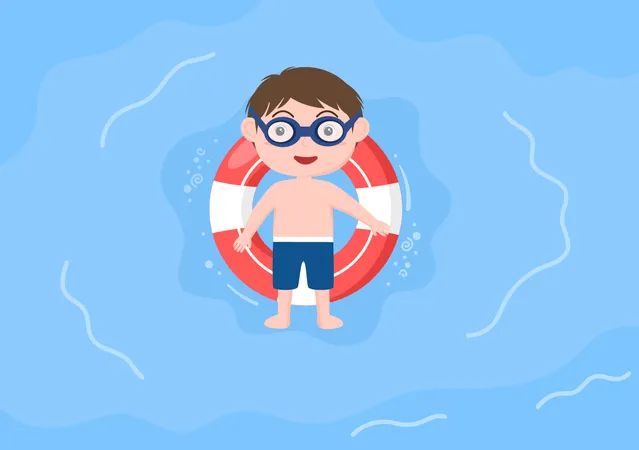 Kleines Kind im Schwimmbad  Illustration