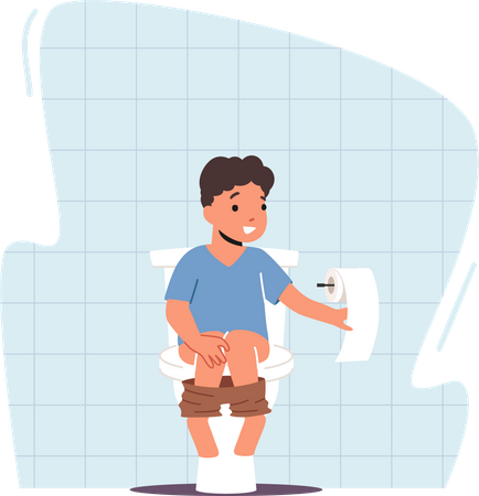 Kleines Kind kackt in der Toilettenschüssel  Illustration