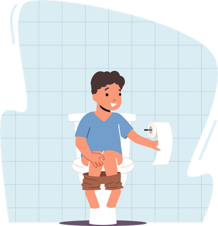 Kleines Kind kackt in der Toilettenschüssel  Illustration