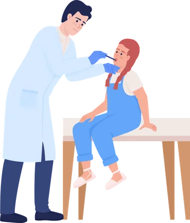 Kleines Mädchen beim Arztbesuch  Illustration