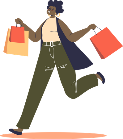 Kleines mädchen das einkaufstüten hält  Illustration