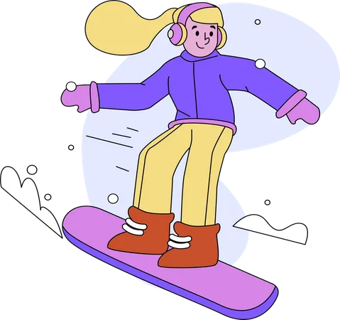 Kleines Mädchen genießt Skisport  Illustration