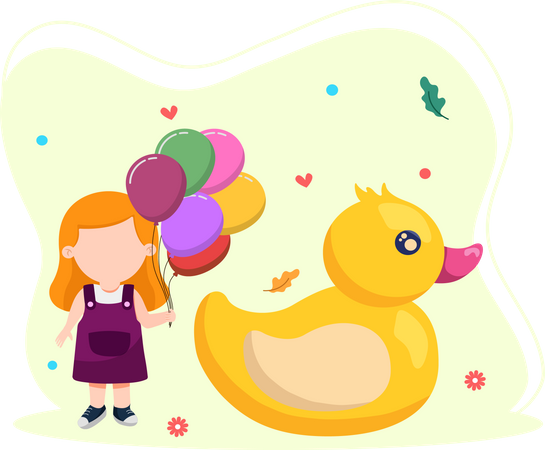 Kleines Mädchen hält Ballon  Illustration