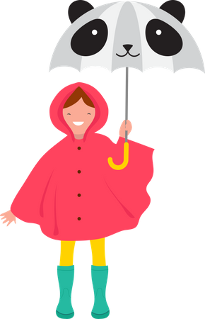 Kleines Mädchen mit Regenschirm  Illustration