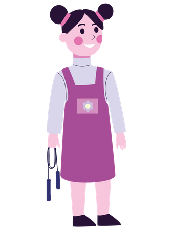 Kleines Mädchen mit Springseil  Illustration