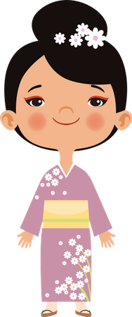 Kleines Mädchen im asiatischen Outfit  Illustration