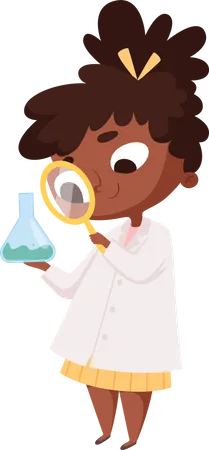 Kleines Mädchen im Chemielabor  Illustration