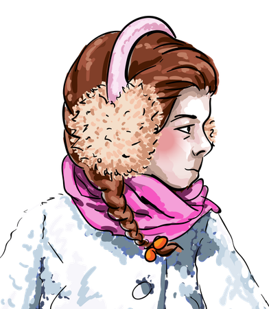 Kleines Mädchen posiert in Winterkleidung  Illustration
