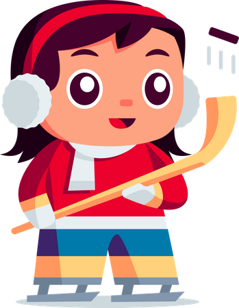 Kleines Mädchen spielt Eishockey  Illustration