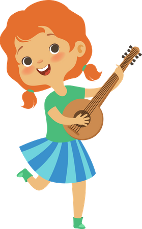 Kleines Mädchen spielt Gitarre  Illustration