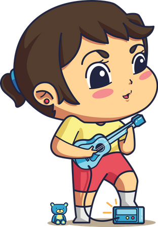 Kleines Mädchen spielt Gitarre  Illustration