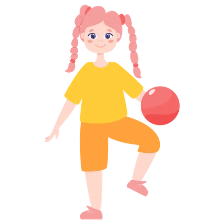 Kleines Mädchen spielt mit Ball  Illustration