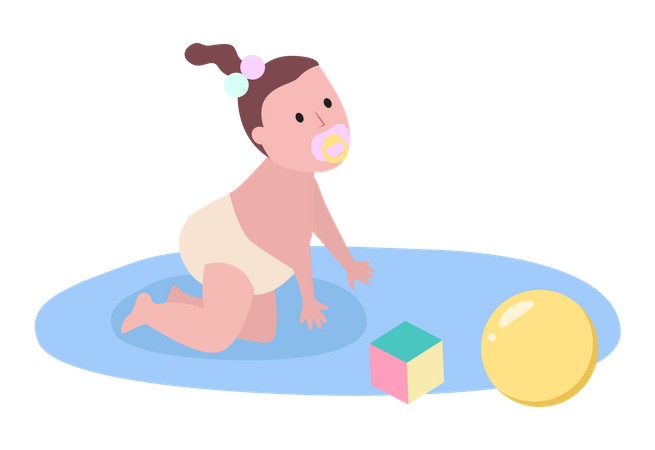 Kleines Mädchen spielt mit Spielzeug  Illustration