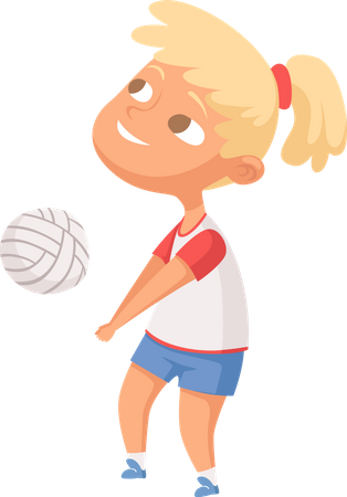 Kleines Mädchen spielt Volleyball  Illustration