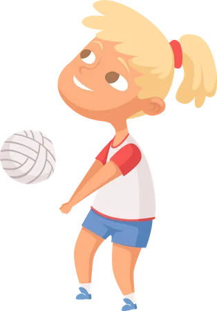 Kleines Mädchen spielt Volleyball  Illustration