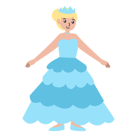 Kleines Mädchen im Aschenputtel-Kleid  Illustration