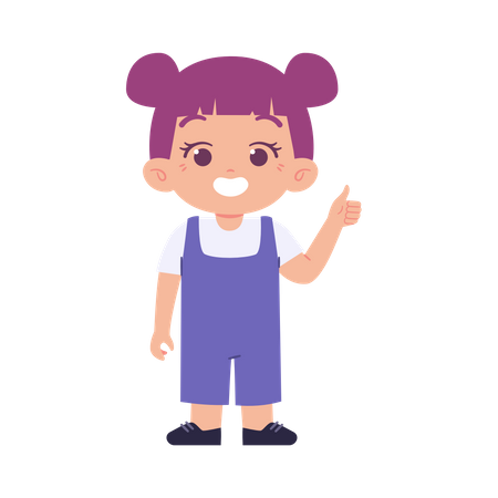 Kleines Mädchen zeigt Daumen hoch  Illustration