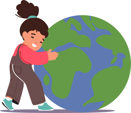 Kleines Mädchen zeigt Liebe zum Planeten  Illustration