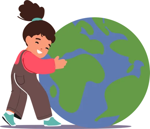 Kleines Mädchen zeigt Liebe zum Planeten  Illustration