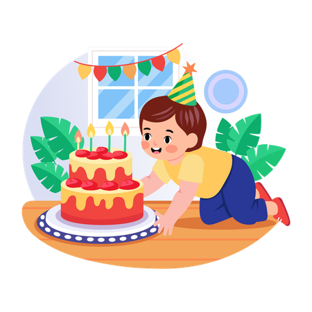 Kleinkind feiert seinen Geburtstag  Illustration