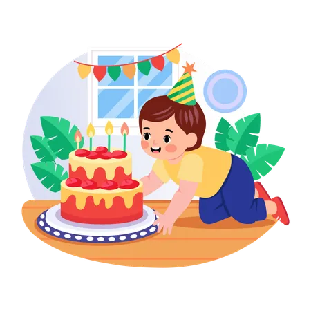 Kleinkind feiert seinen Geburtstag  Illustration
