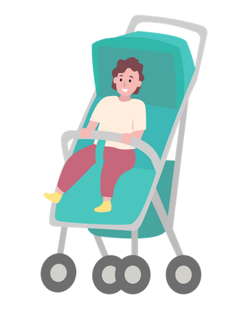 Kleines Kind sitzt im Rollator  Illustration