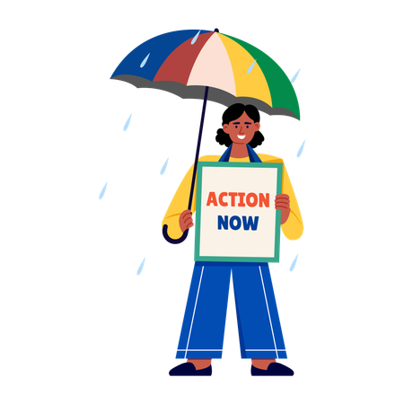 Klimawandel regen outdoor katastrophe rechte  Illustration