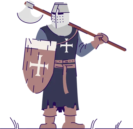 Knight in armor holding weapon  Illustration
