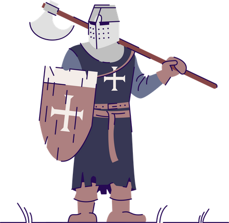 Knight in armor holding weapon  Illustration