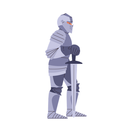 Knight in iron armor armed with sword  Illustration