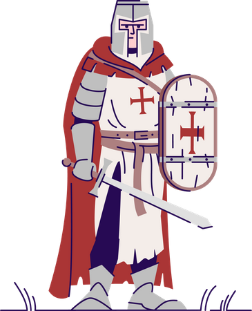 Knights templar with armor and sword Illustration