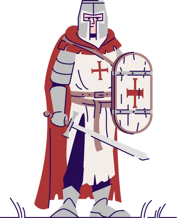 Knights templar with armor and sword Illustration
