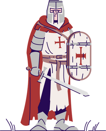 Knights templar with armor and sword  Illustration