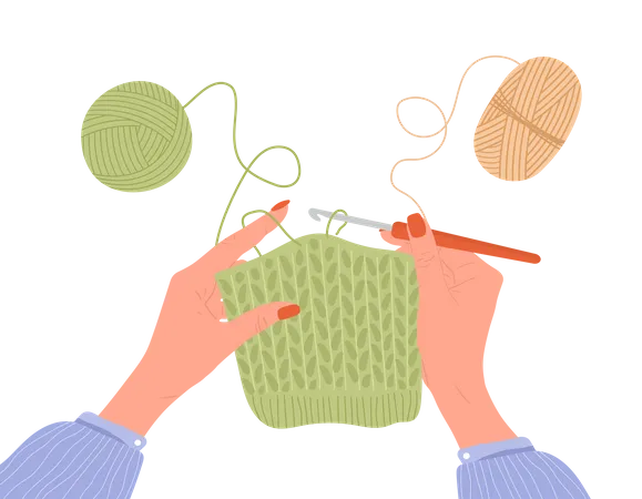 Knitting process  Illustration