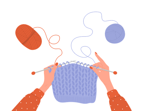 Knitting process  Illustration