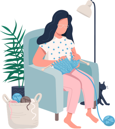 Knitting woman  Illustration
