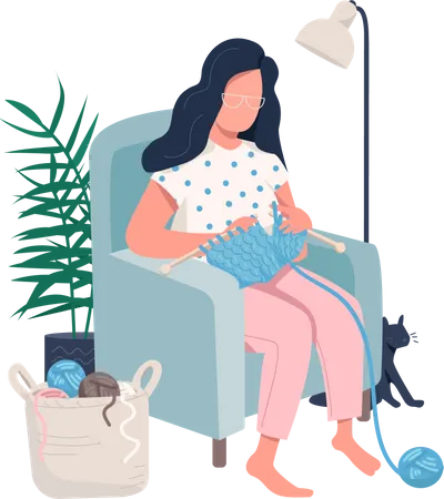 Knitting woman  Illustration