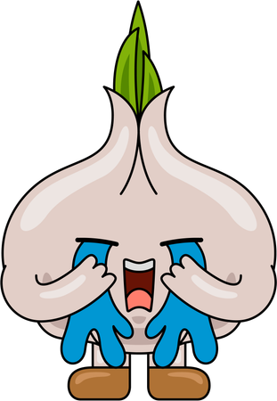Knoblauch-Maskottchen weint  Illustration