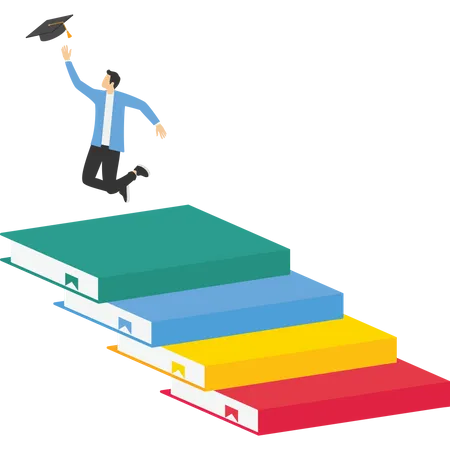 Knowledge From Textbooks Leads To Success Vector Illustration Design Concept In Flat Style Illustration