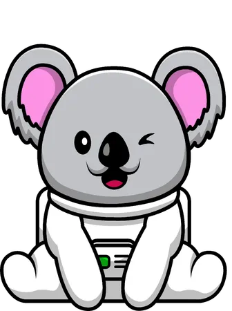 Koala astronauta sentado  Ilustración