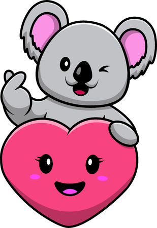 Koala avec un coeur d'amour  Illustration