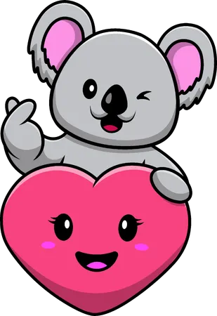 Koala avec un coeur d'amour  Illustration